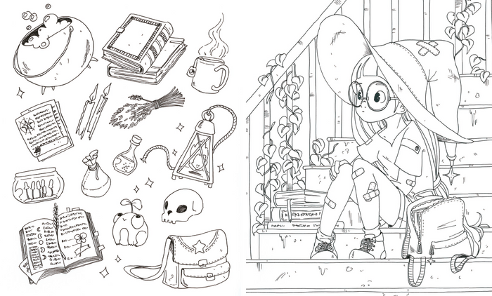 Coloriages - Sorcières et créatures féériques