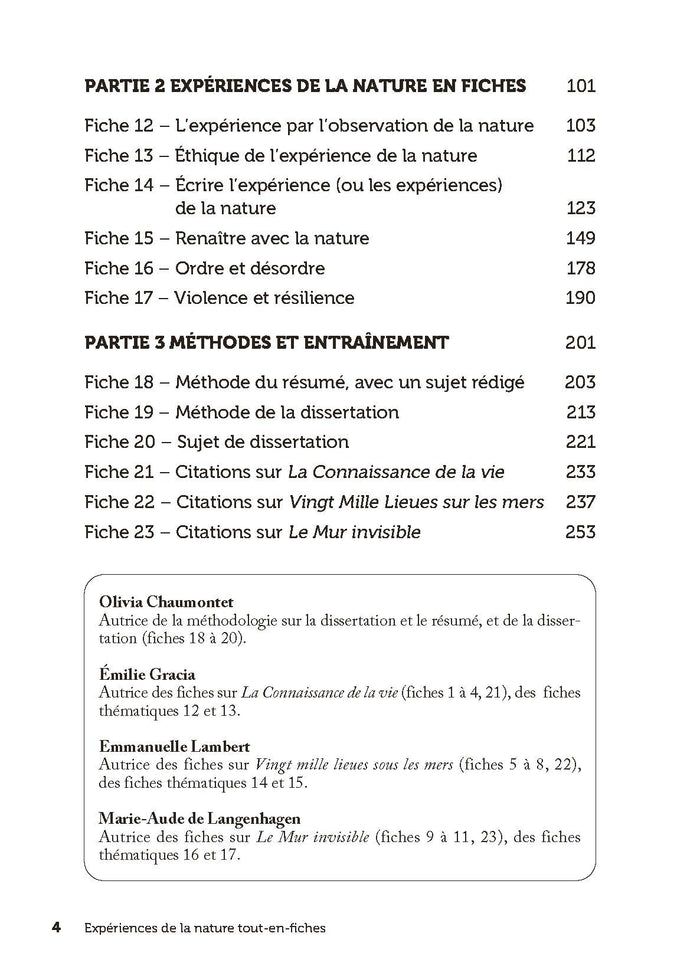 Expériences de la nature