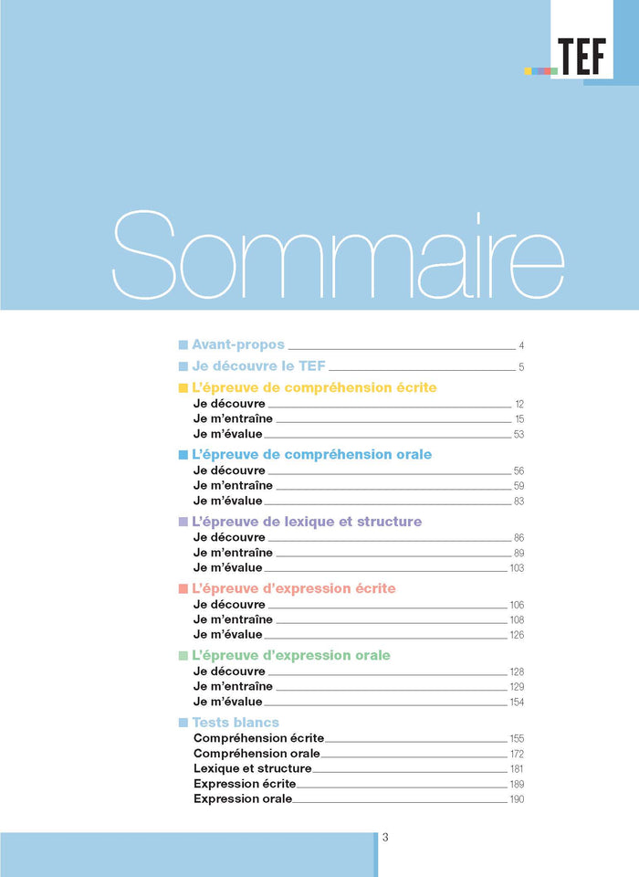 TEF test d'évaluation de français - Livre d'entraînement