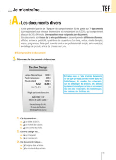 TEF test d'évaluation de français - Livre d'entraînement
