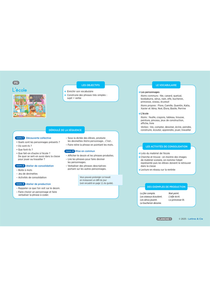 Lettres & Cie - Production d'écrit - PS MS GS - Ed. 2025 - Guide enseignant et flashcards