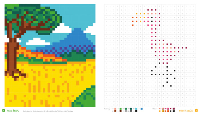 Colos pixels et stickers - oh, les animaux !