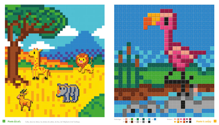 Colos pixels et stickers - oh, les animaux !