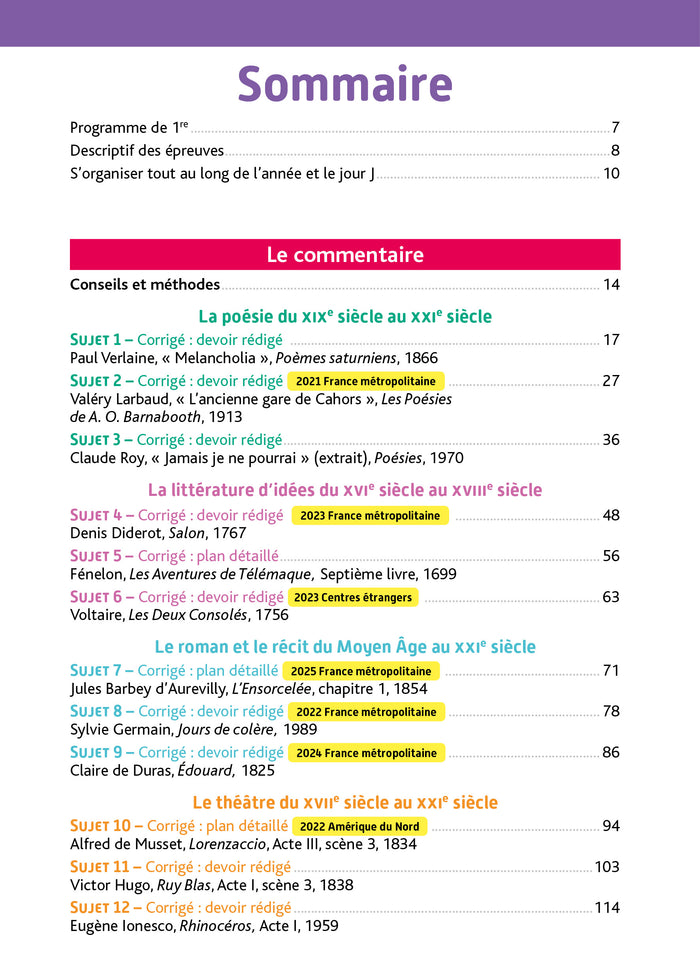 Annales Objectif BAC 2026 - Français 1re générale - sujets et corrigés