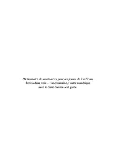 Dictionnaire de savoir-vivre pour les jeunes de 7 à 77 ans