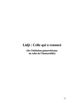 Lidji, celle qui a renoncé
