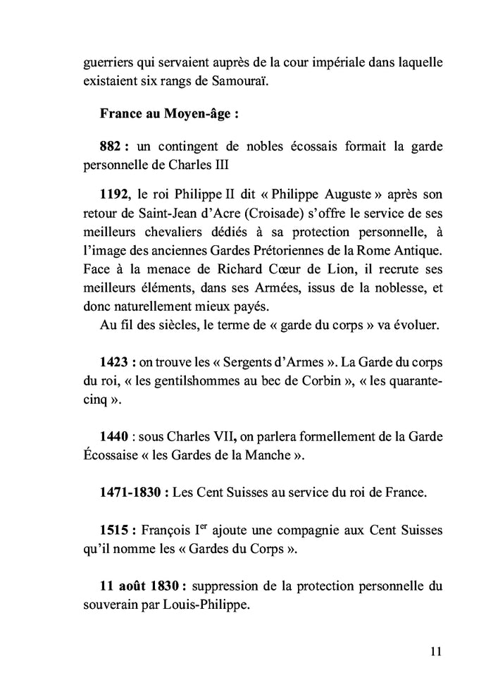 Mémento des gardes du corps