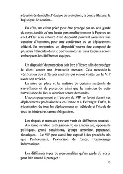 Mémento des gardes du corps