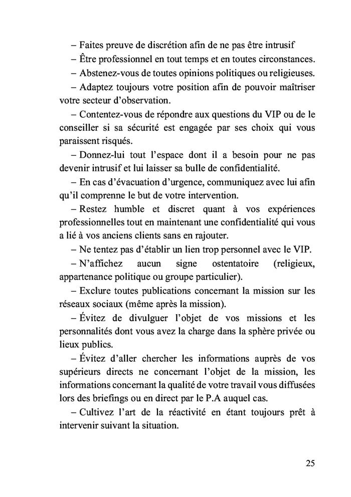 Mémento des gardes du corps