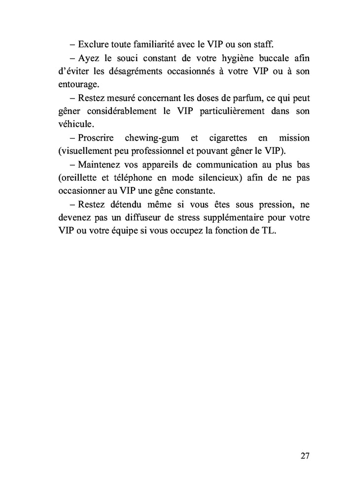 Mémento des gardes du corps