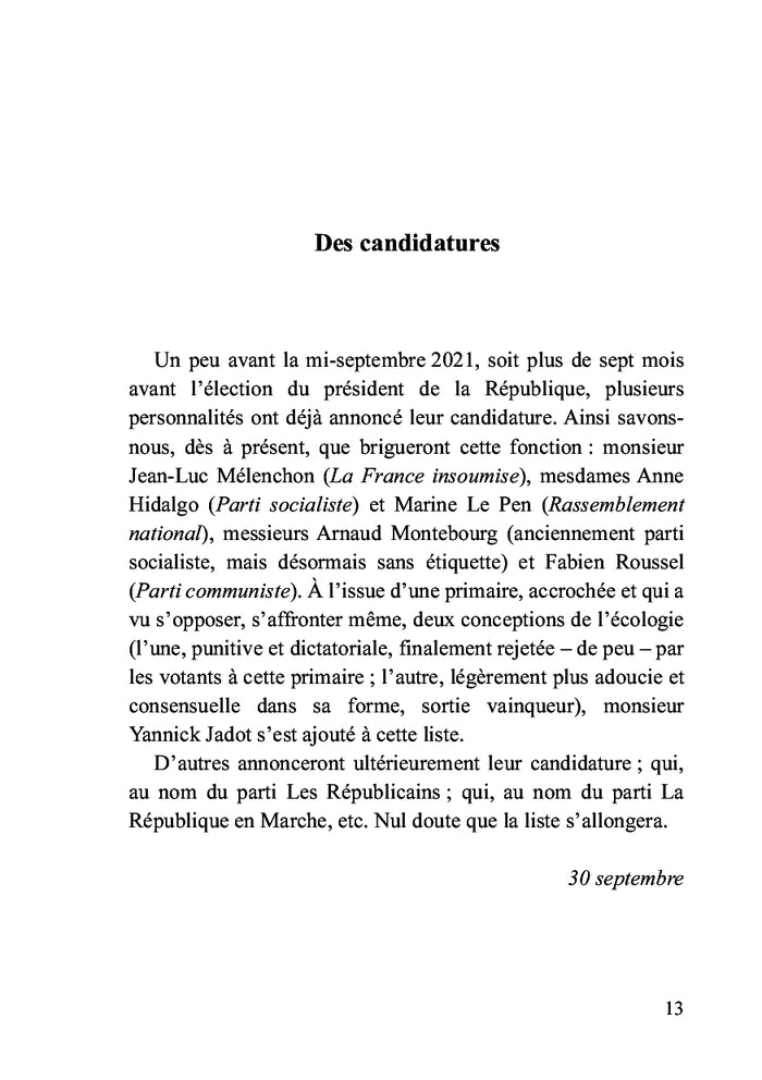 Chronique présidentielle