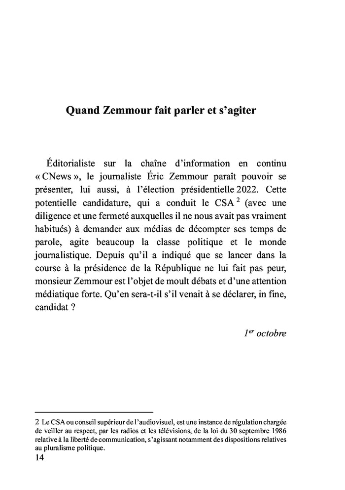 Chronique présidentielle