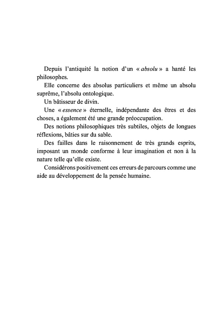Essence et absolu, vaches sacrées de la philosophie