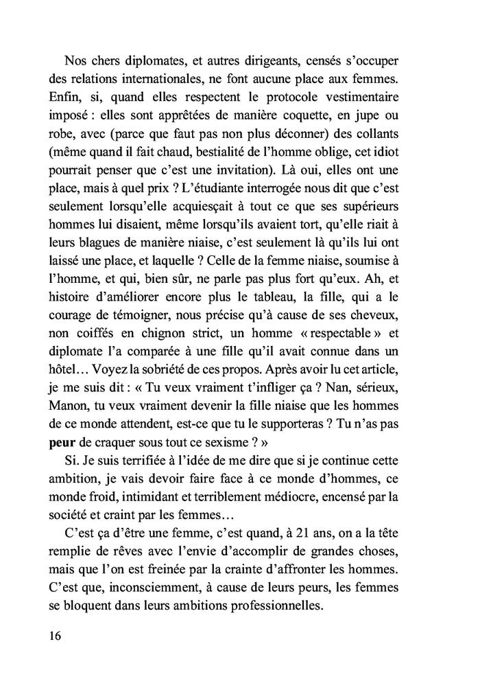 Il ne faut pas faire peur aux hommes