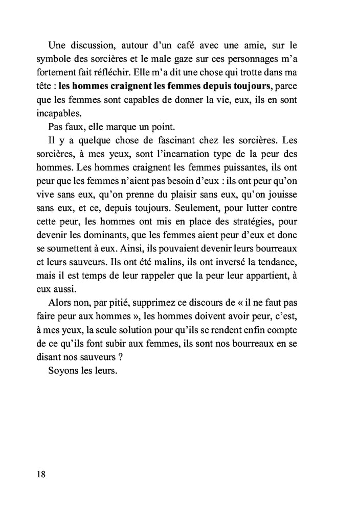 Il ne faut pas faire peur aux hommes