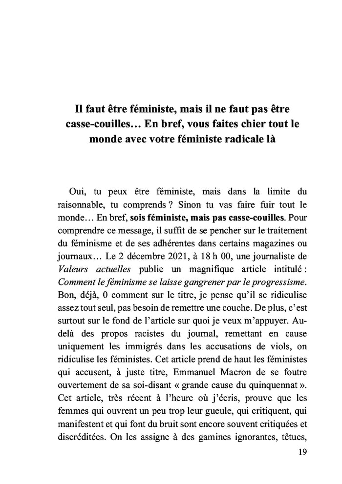 Il ne faut pas faire peur aux hommes