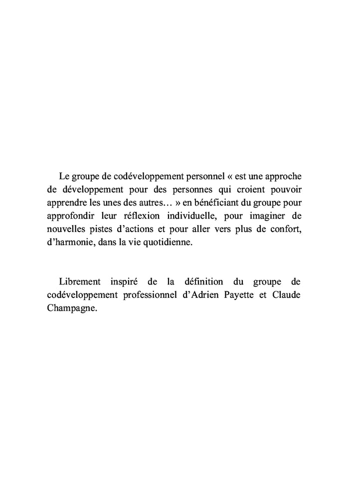 Le groupe de codéveloppement personnel