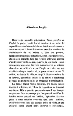Entre paroles et l'infini