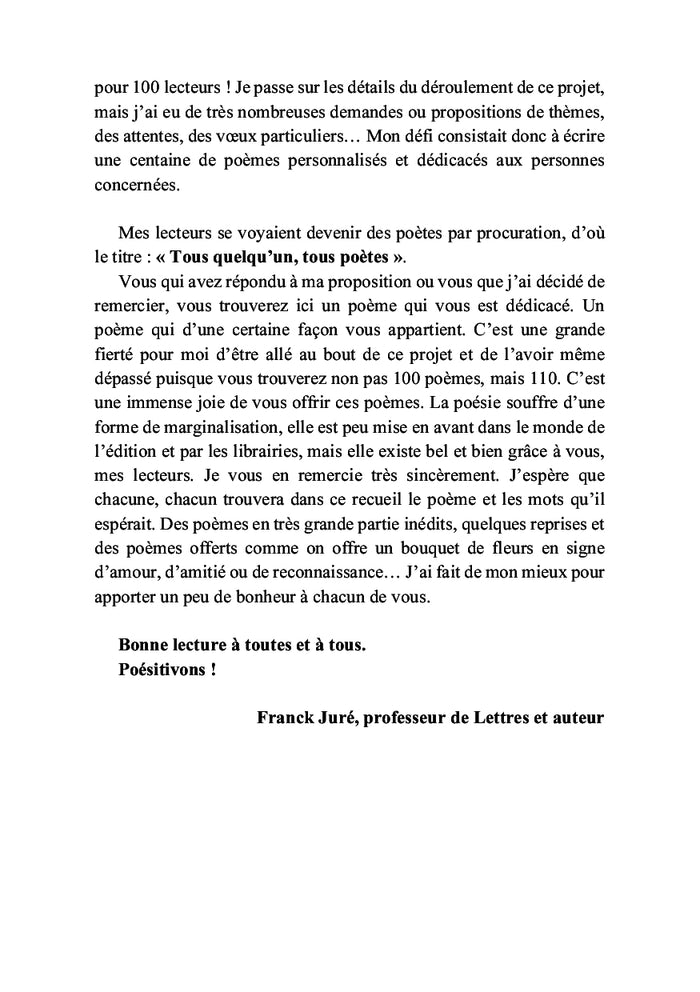 Tous quelqu'un, tous poètes