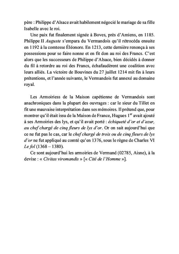 Les comtes de Vermandois de la lignée capétienne