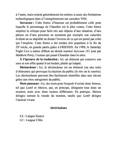 La traduction de l'humour pour la télévision L'adaptation de l'humour dans la sitcom Friends