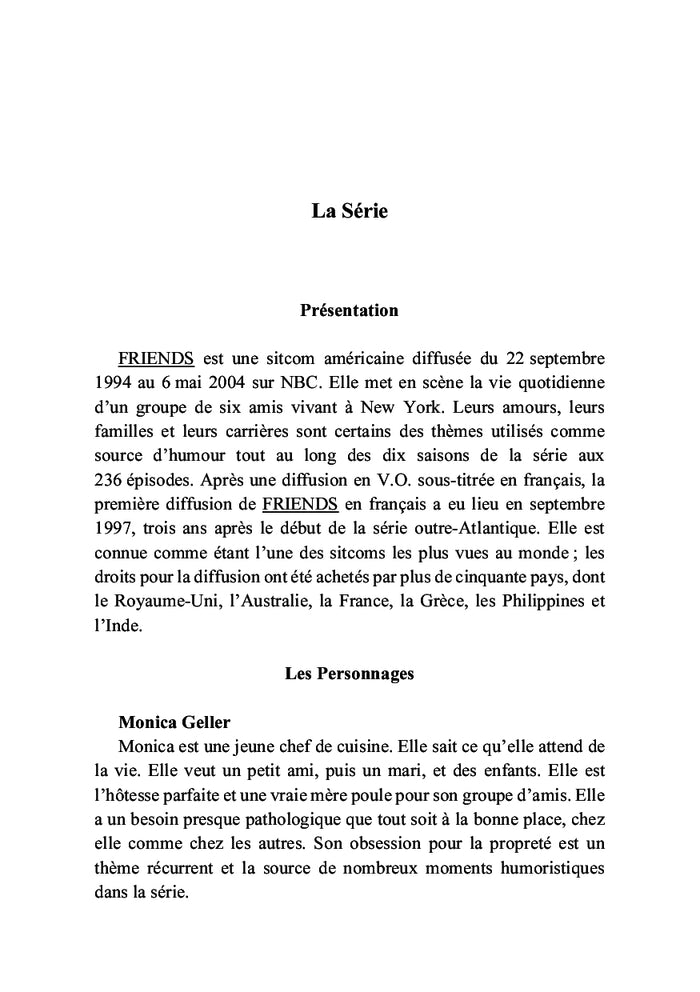 La traduction de l'humour pour la télévision L'adaptation de l'humour dans la sitcom Friends