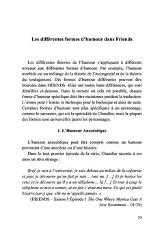 La traduction de l'humour pour la télévision L'adaptation de l'humour dans la sitcom Friends
