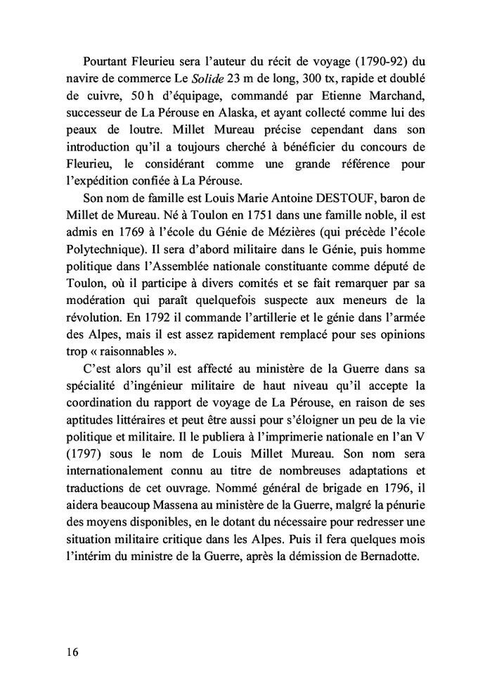 L'exploration de La Pérouse (1785-88) rendue publique en 1797 par le général Millet Mureau