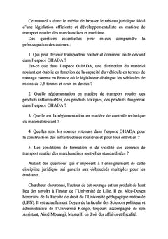 Manuel simplifié du droit des transports routier et maritime(OHADA et CEMAC)