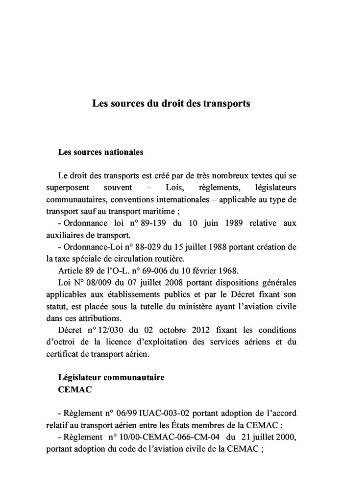 Manuel simplifié du droit des transports routier et maritime(OHADA et CEMAC)