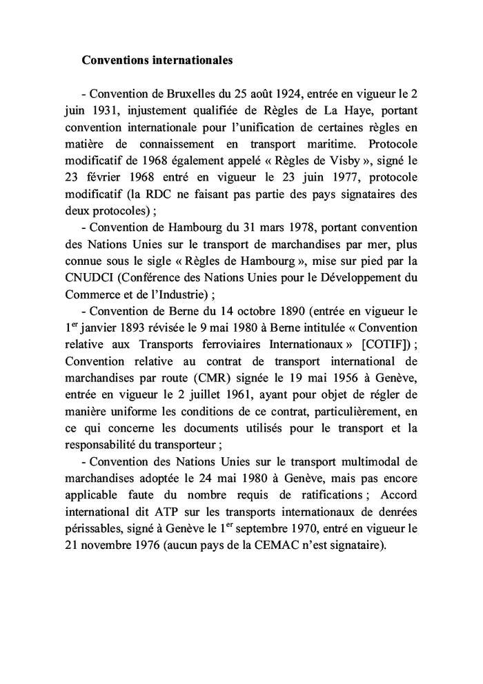 Manuel simplifié du droit des transports routier et maritime(OHADA et CEMAC)