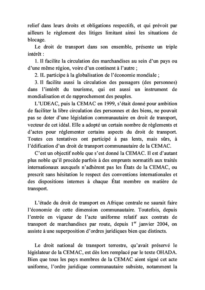 Manuel simplifié du droit des transports routier et maritime(OHADA et CEMAC)