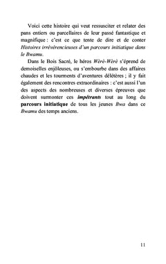 Histoires irrévérencieuses d'un parcours initiatique dans le Bwamu