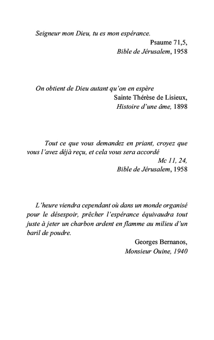 Vitalité de l'espérance