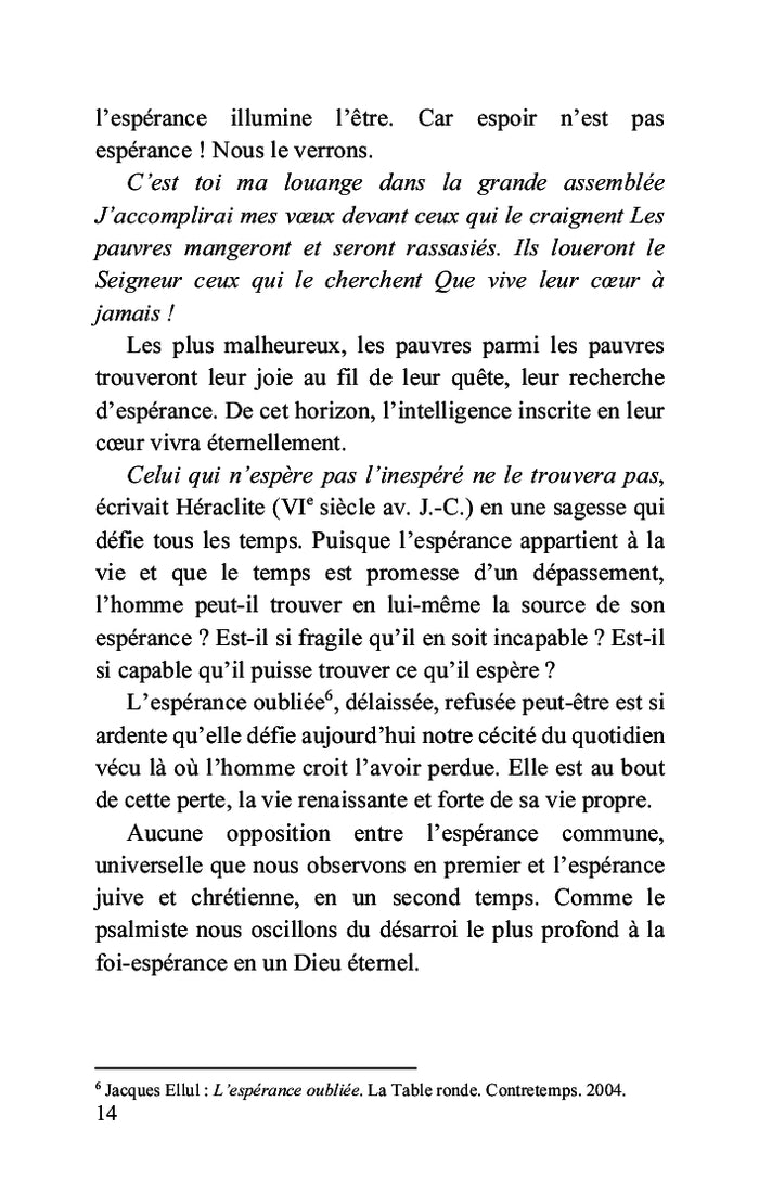 Vitalité de l'espérance