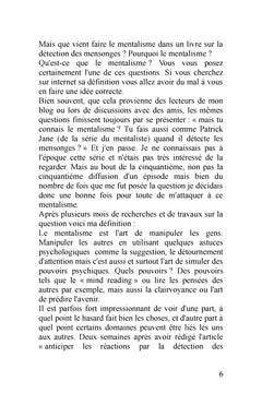 Detection des mensonges vs mentalisme