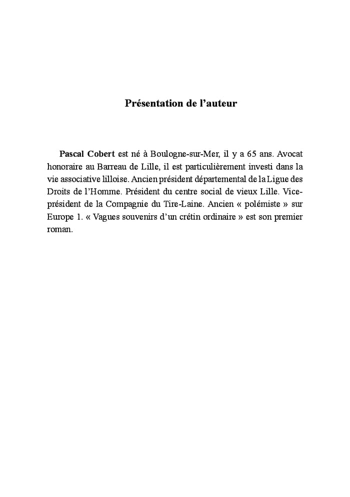 Vagues souvenirs d'un crétin ordinaire