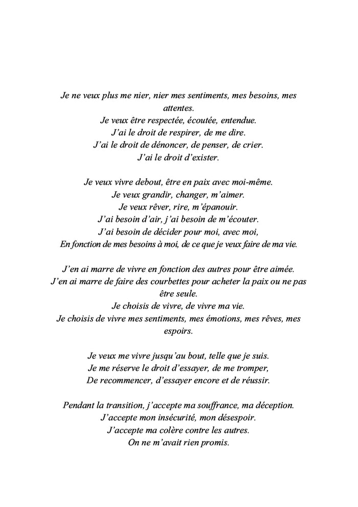 À l'éveil de soi m'aime