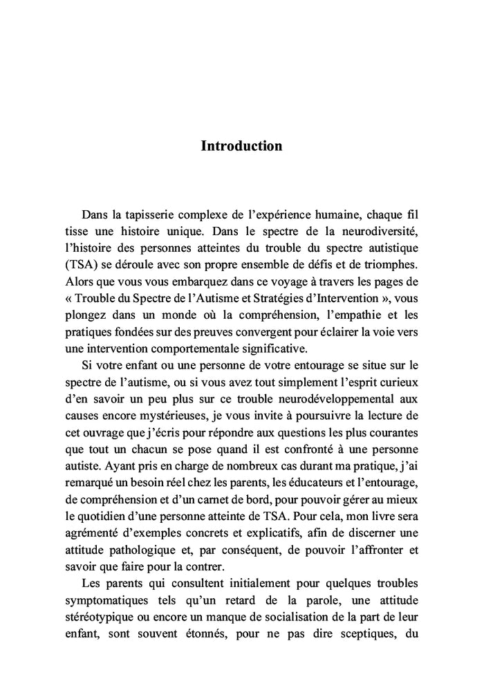 Trouble du spectre de l'autisme et stratégies d'intervention