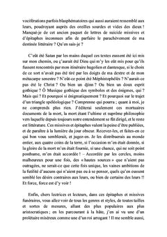 Lettres de suicide missives et épitaphes inconnues