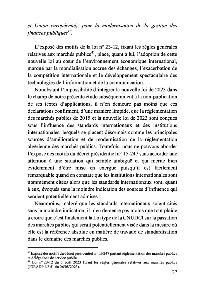Les sources internationales du droit des marchés publics algérien