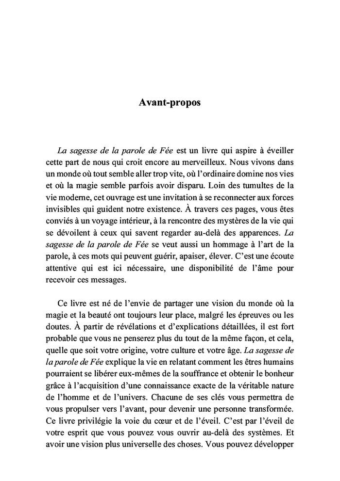 La sagesse de la parole de Fée