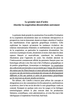 Enjeux géopolitiques et coopération des territoires décentralisés