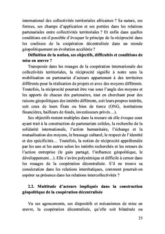 Enjeux géopolitiques et coopération des territoires décentralisés