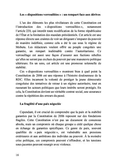 La Constitution congolaise du 18 février 2006 et ses dessous des cartes
