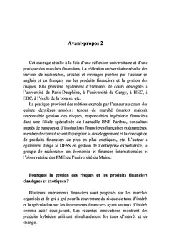 Gestion des risques et produits dérivés classiques et exotiques