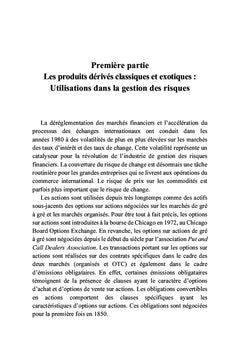 Gestion des risques et produits dérivés classiques et exotiques