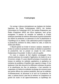 Ordonnancement, planification et équilibrage des chaînes de production