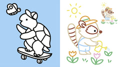 Coloriages à bords pailletés - Alex le T-rex