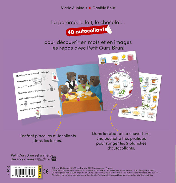 Je découvre les repas avec Petit Ours Brun